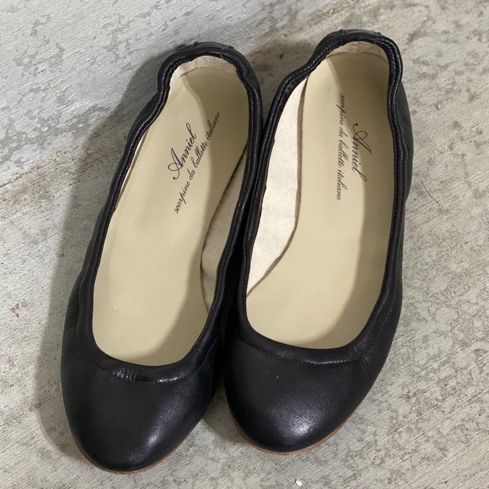 Anniel Ballerina Learher Flats Black size 35
